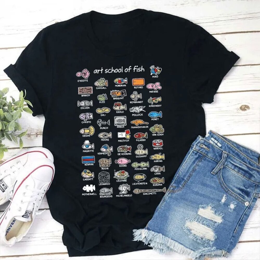 Art School of Fish Teacher T-Shirt – Black – Size Large